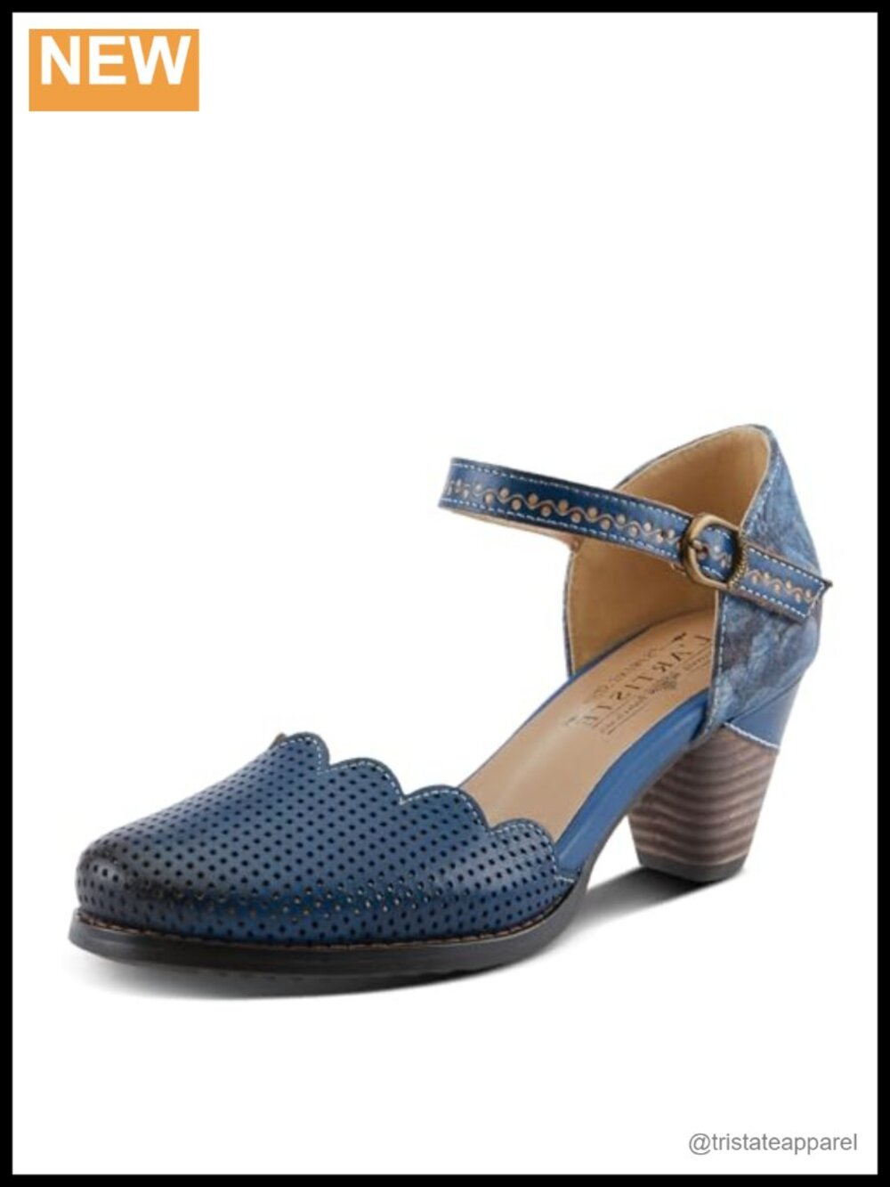 Hand Painted Leather D'Orsay Pumps with Strap